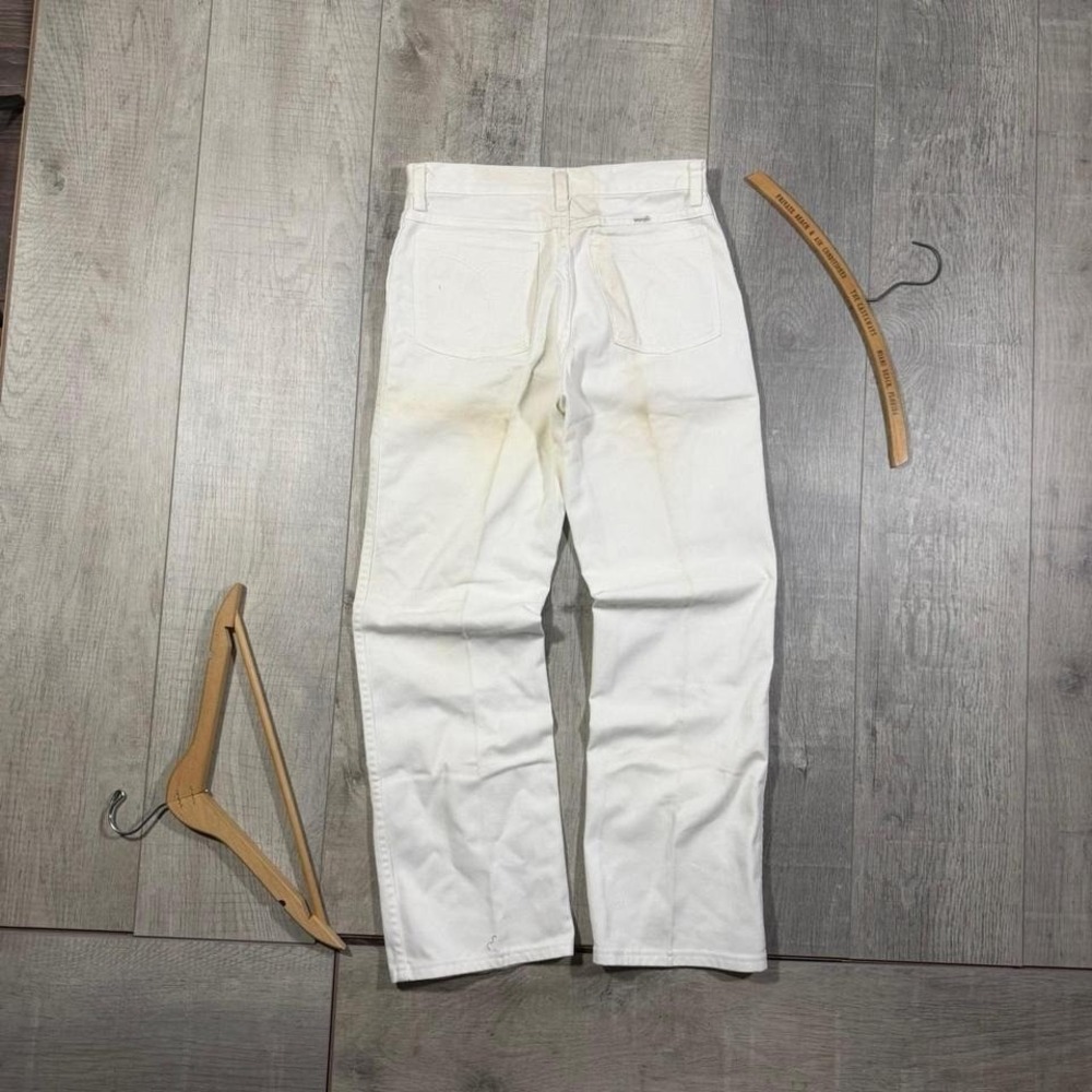 vintage 70s 80s white wrangler straight leg slim slightly flare western jeans